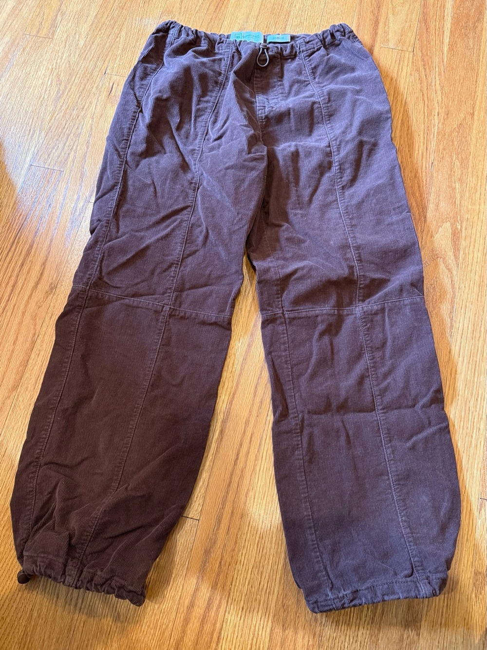 Casual Drawstring Corduroy Pants - Brown